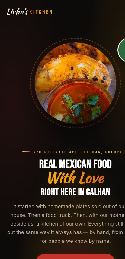 A CravEngine-built restaurant website on a phone